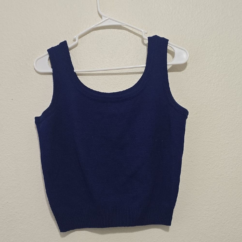 St John Santana Knit‎  Navy Blue Knit Tank Top S